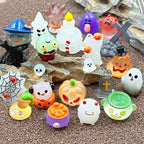 Suartus Halloween Mini Resin Figures 39 Styles Tiny Resin Figurines Kit to Hide Cute Pumpkin Ghost Skull Luminous Miniature Figures Bulk for Halloween Party Favors Outdoor Garden Landscape Decor