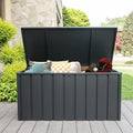 Heavy-Duty Outdoor Metal Storage Box Dark Gray Lockable Water-Resistant Deck Box for Patio Garden Tools Organization Rust-Resistant Outside Storage Box (150 Gallon)