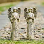 Topadorn Angel Statue Decoration for Garden & Patio, Standing Angel with Butterfly Memorial Resin Figurine Sculpture Ornament, Waterproof Antique Stone, 10''H