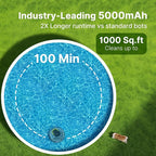 POOLPURE AquaGuard SE II Cordless Robotic Pool Cleaner - 100Min Runtime with 5000mAh Battery, Dual 30W Motors & 2150 GPH Suction for Above Ground & Inground Pools, Advanced Navigation