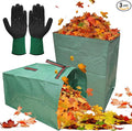 2 Pack 53 Gallons Leaf Bags, Reusable Yard Waste Bags Large Capacity Semi-Circular Dustpan-Type Lawn Bags for Collecting Leaves Sturdy & Waterproof Yard with A Pair of Gloves