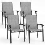 Pamapic Patio Chairs Set of 4, All-Weather Textilene Ergonomic Outdoor Dining Chairs for Garden Backyard Poolside Deck, Gray