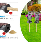 Hedoc 2 Pack Fake Owl Decoys to Scare Birds Away, Rotating Head Bird Deterrents, Nature Enemy Scarecrow Plastic Statues, Pest Repellent for Gardens and Patios