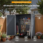 Patiowell Plastic Outdoor Storage Shed, 5 x 3 FT Patio Outdoor Storage Cabinet with Stable Roof & Lockable Doors, Waterproof Resin Shed for Tools, Patio Furnitrue Accessories, Dark Gray