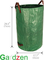 Gardzen 3-Pack 32 Gallon Yard Waste Bags, Reusable Heavy Duty Collapsible Garden Leaf Bags with Plastic Ring, Stand-Up Yard Waste Bin for Leaves, Lawn Debris & Grass Clippings