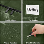 4 Pcs 24 Gallon Large Moving Bags with Zipper and Handles Foldable Storage Duffle Bags Heavy Duty Extra Large Totes for College Dorm Travel Clothes Blankets Bedding Moving (Green)