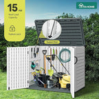 YITAHOME Outdoor Resin Storage Sheds with X-Shaped Lockable Door, 39 in Height Lockable Waterproof Horizontal Shed w/o Shelf, Easy to Assemble Shed Storage for Garden Tools, Light Gray