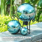 VCUTEKA Gazing Ball, Polished Glass Mirror Hollow Sphere for Garden, Lawn, Yard, Outdoor Decoration, Reflective Garden Globe, 3 Psc