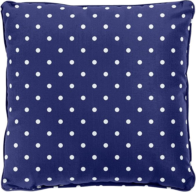 BrylaneHome 16" Square Toss Pillow - Patio & Outdoor - Patio & Outdoor - Water, Stain & Fade Resistant - Evening Blue Dot