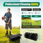 Gas Grass Sweeper, 52CC Grass Handheld Sweeper 2-Stroke Gas Powered Broom Walk Behind Sweeper, Outdoor Cordless Hand Held Broom Turf Brush Cleaning Driveway Tools for Lawn Garden