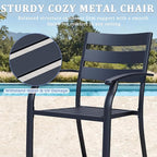 Patio Dining Chairs Set of 6, Black Stackable Outdoor Dining Chairs with Armrest and Wide Back, Wrought Iron Patio Furniture Chairs for Lawn, Backyard, Garden & Deck, Supports 300 LBS