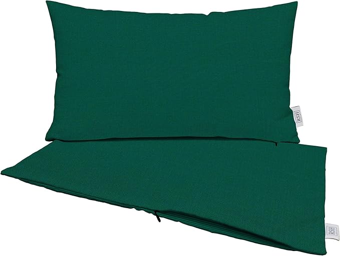 RSH DECOR: Sunbrella Pillow Covers Set of 2 | Covers Only - 20" x 12" | Outdoor Lumbar Pillow Covers Crafted with Sunbrella Performance Fabric | Canvas Forest Green