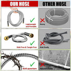 Short Garden Hose 3 ft, Male to Female Heavy Duty Stainless Steel Small Water Hose Extende Connector, Flexible No Kinks, Leakproof 3/4 in Fittings, Lightweight Metal Leader Hose,MBT3S Model