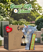 Nacome Highland Cow Garden Statue for Decor: Outdoor Sculpture with Solar Lantern and Welcome Sign for Outside Ornament Yard Art Lawn Porch Patio Balcony - Birthday Gifts for Women Mom(Gray)