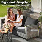 ovios 8 Pieces Patio Furniture Set with Swivel Chairs Rocking Gliders, Outdoor Sofa Couch with Solar Lights Table Comfy Cushions, Modern Deep Seat Wicker Rattan Conversation Set, Black