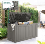 YITAHOME 80-Gallon Waterproof Resin Outdoor Storage Box, Lockable Storage Container for Outdoor Furniture, Cushion Storage, Pool Accessories, Garden Tools and Sporting Gear, Taupe