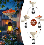 Mushroom with Snail and Lantern Cute Solar Statue Light Garden Decoration Resin Decoration Painted Design Craft Ornament for Indoor Outdoor Gift(Red)