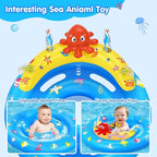 Baby Pool Float with Canopy, Inflatable Baby Swim Float with UPF50+ Sun Protection, Toddler Infant Pool Float with Toy Play Console Adjustable Safety Seat for Kids Girls Boys Aged 6-36 Months