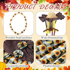 Fall Thanksgiving Goose Outfit Sunflower Porch Goose Costume with Hat Necklace for 23 Autumn Patio Yard Lawn Decor(Plaid Sunflower)