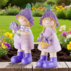 Lavender Series Resin Garden Statues - Couple Boy & Girl Decor, Ideal for Outdoor Patio, Lawn, Garden & Indoor Valentine's Day Home Decor, Ideal Gift for Mom, Dad & Friends