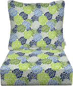 RSH DECOR Deep Seating Cushion with Pillow Back | 23” x 25” Seat | Water and Fade-Resistant Spun Fabric | Outdoor Chair Cushion Set for Patio Furniture | Livi Courtyard Floral
