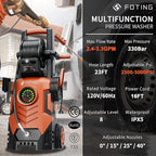 2025Upgraded Pressure Washer 5000PSI with Adjustable Touch Screen 8 Level, 34" Tall, 4 Quick Connect Nozzles,Inlet Hose&Filter&500mlFoam Cannon for Cars/Fences/Driveways/Home Cleaning,Red