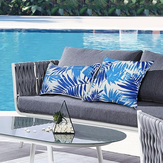 Outdoor Pillow Cover, Outdoor Lumbar Pillow Covers 2PCS Waterproof Pillow Covers 18x18 Inch Home Decor for Furniture Patio Couch Bed Sofa Bedroom