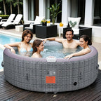 82" Inflatable Hot Tub for 4-6 People, Portable Outdoor Spa with 130 Soothing Bubble Jets, Smart Control Panel, with Insulated Cover, 6 Filters, PE Floor Mat, 110-120V Input (Round)