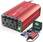 300W Power Inverter DC 18V to AC 110V Compatible with Milwaukee: LIVOWALNY Battery Inverter Charger Adapter Power Supply with 2 AC & 5.4A Dual USB Ports for Car, Vehicles, Laptop, String Light