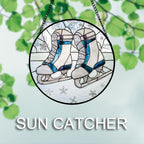 Stained Glass Window Hanging 4 Pcs Set White Winter Christmas Snow Scene Large 15" - Suncatcher Door Garden Sun Catcher Decor Birthday for Mom Woman Nana Men Friend Wife