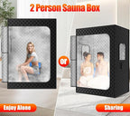 2 Person Sauna, Extra Large Sauna Box, Portable Steam Sauna Tent with 2 Steamers, 2 Folding Chair, 71”x 49”x 36”, Black