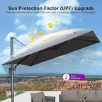 PURPLE LEAF 9 FT Cantilever Patio Umbrella Outdoor Aluminum Offset Square Umbrella with 3 Years Fade Resistance Recycled Fabric and 360-degree Rotation for Deck Pool Garden, Mist Grey