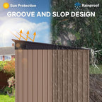 Gizoon 7.4'x5.3' Outdoor Storage Shed Metal Garden Shed with Sliding Lockable Doors, Versatile Tool Bike Shed with Transparent Panel Windows, Outdoor Storage Clearance for Backyard, Patio, Light Brown