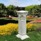 Large 35.5" Vintage Weathered Corinthian Column Pillar with Base Pedestal Magnesium Oxide Ideal for Displaying Statues, Vases, or Planters Decoration for Garden Backyard Patio Office, White