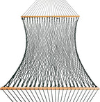 Original Pawleys Island Deluxe Green DuraCord Rope Hammock – 13 ft. x 60 in., 2-Person, 450 lb Capacity, Oak Spreader Bar, Zinc-Plated Hardware, Handcrafted in The USA