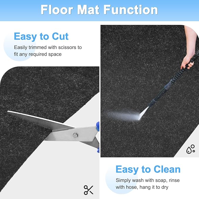 Outdoor Storage Shed Mat, 12.2 x 10.2 FT Garage Floor Mats with Reusable, Washable, Non Slip, Durable for Protects Garage Floors/Driveways/Entrance Doors/Deck [Gray]