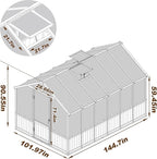 BlueWish 8x12 FT Greenhouse for Outdoors, Wood Green House with Cedar Frame & 6MM Thick Polycarbonate Panel, Walk in Greenhouse with Adjustable Vents for Outdoor, Patio, Garden, Backyard