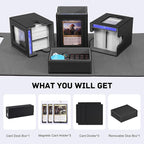Marsguard Trading Card Deck Box with Commander Display，4 in 1 MTG Storage Holds 300+ Double-Sleeved Cards，3 Deck Boxes & Dice Tray Included，Fits MTG, TCG, PTCG & Sports Cards