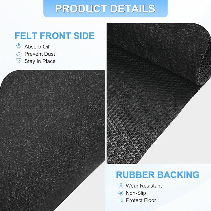 3 mm Thickened Outdoor Storage Shed Mat, 6x8 ft Waterproof Shed Flooring Mat for Patio Furniture Floor Protecting from Wear/Liquid/Dust/Oil, Non-Slip Felt Rubber Rug Pad [Grey]
