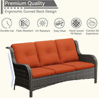 Wicker Patio Furniture Set 6 Piece, Outdoor Furniture Patio Conversation Set Includes 1 Three-Seat Sofa, 2 Swivel Rocker Chairs, 2 Ottomans and 1 Side Table,Orange