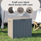 Vixzen 30 Gallon Resin Deck Box - Lockable Outdoor Storage for Patio Cushions, Garden Tools, Pool Supplies，Grey
