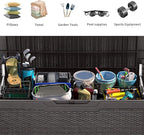 YITAHOME 100 Gallon Outdoor Storage Box, Large Water Resistant Resin Deck Box, Indoor Outdoor Lockable Storage Container for Patio, Garden, Cushions, Tools, Equipment (Dark Brown)