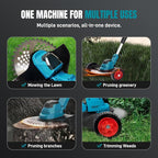 Electric Weed Wacker with Wheel Brushless Cordless Weed Eater Battery Powered| 60 Minute Battery Life | Silent Design, One Click Start | Suitable for Small and Medium-Sized Lawns