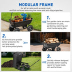 Yesker Garden Carts - 600lbs Dump Wagon with All Terrain Inflatable Wheels for Yard Lawn Farms Gardening - Heavy Duty Utility Outdoor Hauling Wheelbarrow