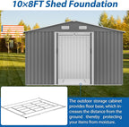 8×10 Ft Metal Outdoor Storage Shed with Floor Base and Sliding Door, 0.25mm Galvanized Steel Metal Garden Tool Shed Waterproof Backyard, Patio, Garden, Dark Grey