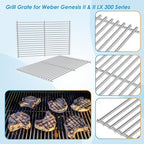 66802 18.75" Grill Grates for Weber GS4 Genesis II 300 Genesis II LX 300 Series, for Weber Genesis 2 Grill Parts for Genesis ii E-310 ii E-315 Grill Grates Replacement Parts for Weber 66095