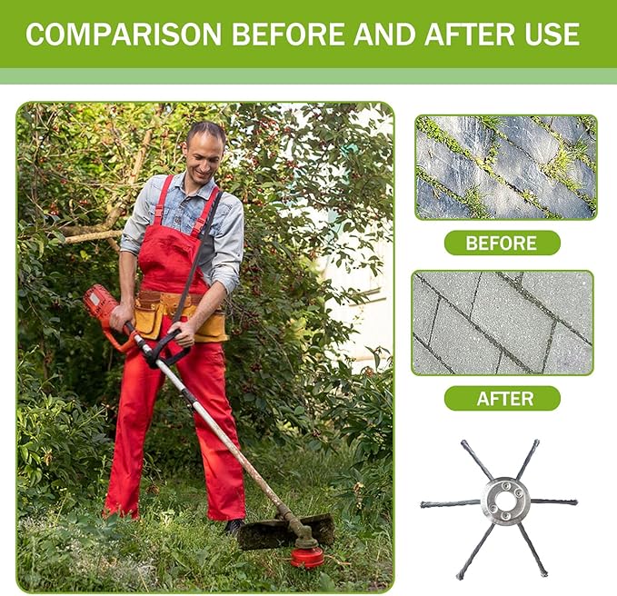 Weed Eater Trimmer Head w/Install Kit - Universal 7" Weed Eater Attachments，Steel Wire Weed Wacker Blade(6 Blades, 1" Mount) for Stihl, Husqvarna, Echo