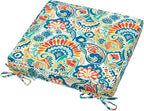 Magpie Fabrics Square Corner Seat Cushion, 18" x 18" x 2.5", 2 Pack, Indoor/Outdoor Waterproof Weather Resistant Universal Chair Pads for Patio Garden Dining - Paisley Multi