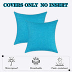 Kevin Textile Pack of 2 Outdoor Waterproof Pillow Covers Checkered Decorative Cushions Sham Throw Pillowcases Shell for Patio Tent Garden Couch Bed Sofa 22x22 Inch Peacock Blue