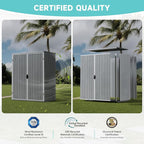 Greesum 5×3FT Plastic Outdoor Storage Shed with Floor, Resin Sheds with Lockable Door, Window and Vent, All-Weather Tool Storaged Sheds for Garden, Backyard, Patio, Light Gray (4.7×2.5FT)
